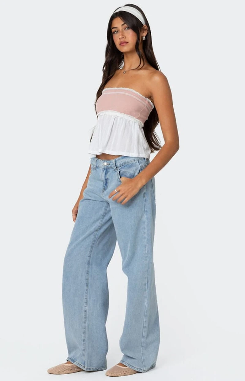 Edikted Rena Ribbed Peplum Tube Top