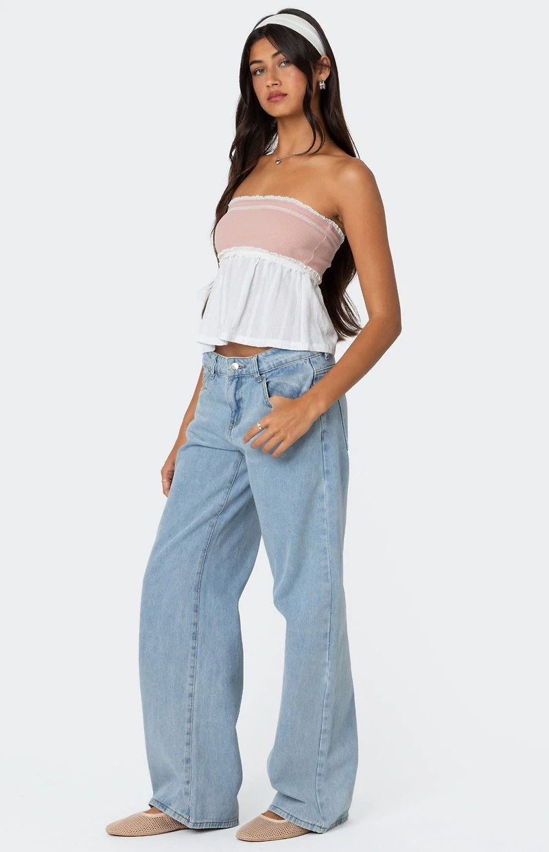 Edikted Rena Ribbed Peplum Tube Top