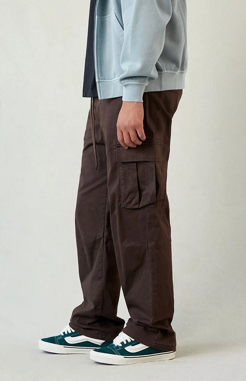 Pacsun Stretch Brody Brown Cotton Cargo Baggy Pants