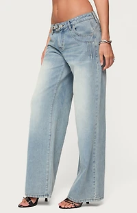 Edikted Celia Grommet Washed Low Rise Jeans