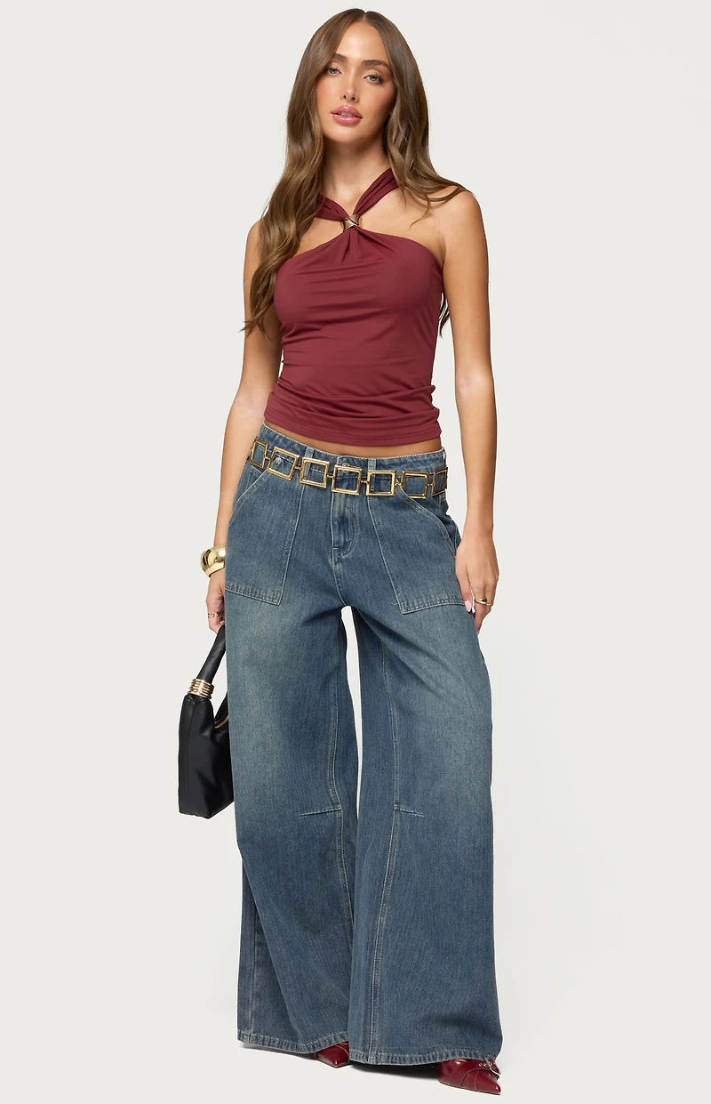 Edikted Cielle Wide Strap Gathered Top