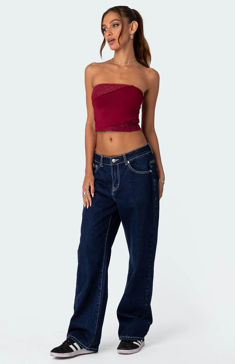 Edikted Lace Patchwork Tube Top