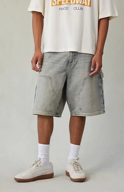 Pacsun Light Blue Tint Baggy Denim Carpenter Shorts