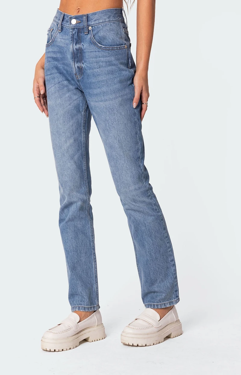 Edikted Swift High Waisted Straight Leg Jeans
