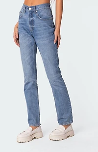 Edikted Swift High Waisted Straight Leg Jeans