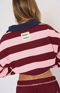 THE MAYFAIR GROUP Come As You Are Striped Collar Oversized Sweatshirt