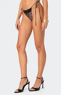 Edikted Lacey Leopard String Bikini Bottom