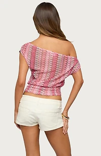 Edikted Taniya Off Shoulder Zigzag Knit Top