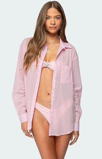 Edikted Kellen Oversized Cotton Button Up Shirt