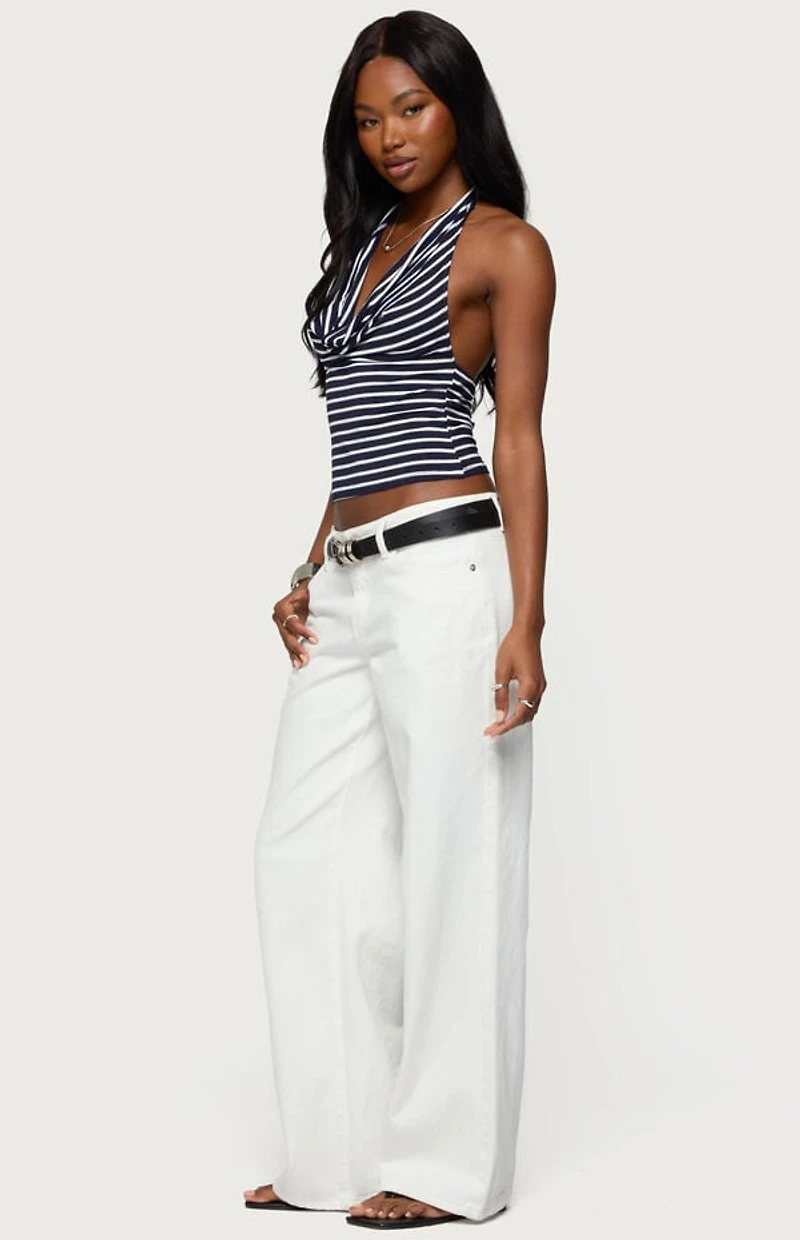 Edikted Striped Cowl Neck Halter Top
