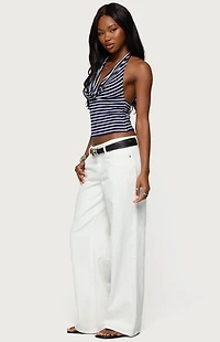 Edikted Striped Cowl Neck Halter Top