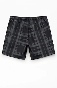 Pacsun Black Plaid Eco 6.5" Swim Trunks