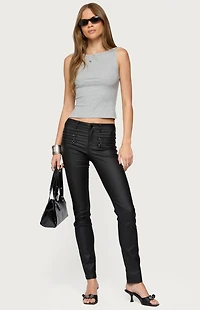 Edikted Kaede Faux Leather Skinny Jeans