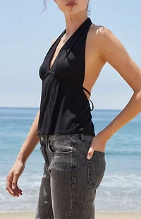 John Galt Black Halter Top