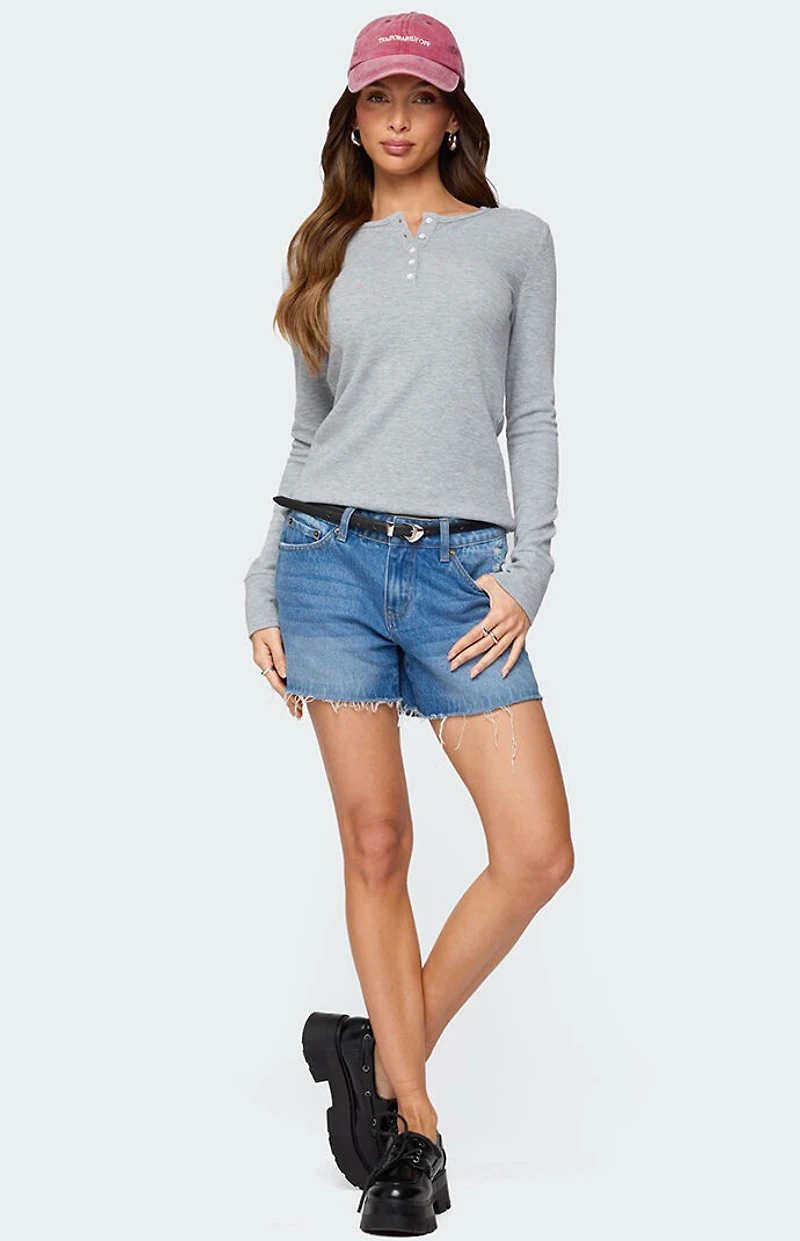 Edikted Helaine Waffle Henley T-Shirt