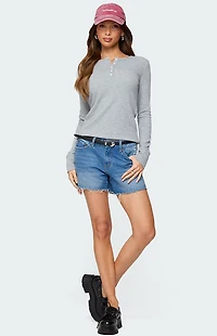 Edikted Helaine Waffle Henley T-Shirt