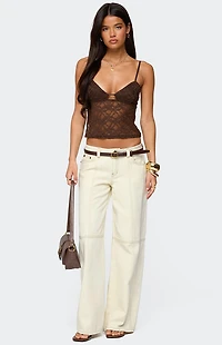 Edikted Sheer Lace Cut Out Tank Top