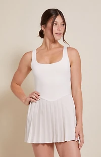 PAC 1980 WHISPER Active Pleated Drop V Waist Mini Dress