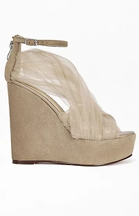 AZALEA WANG Women's Ballerine Nude Wedge Sandals