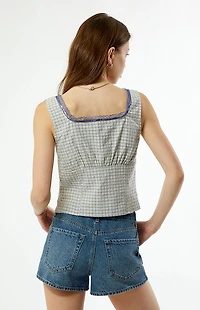 Your Favorite Plaid Button Up Lace Trim Top