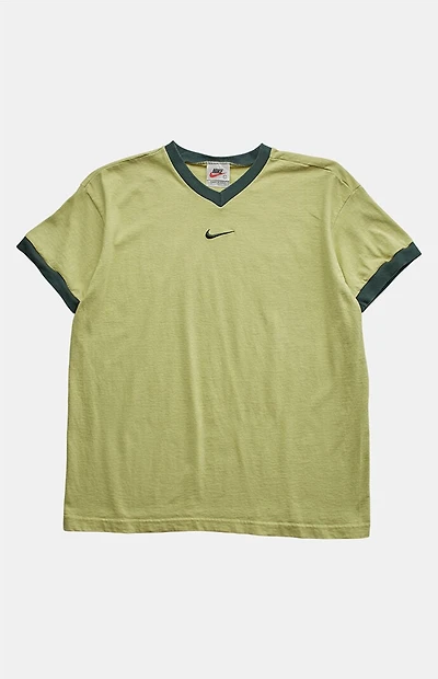 PS VINTAGE Green 2000s Nike V-Neck Graphic T-Shirt