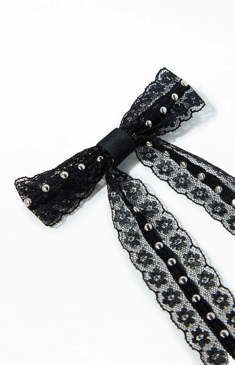 LA Hearts Studded Bow Barrette