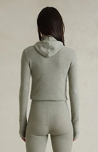 Fear of God ESSENTIALS Women’s Abbey Stone Waffle Knit Tight Hooded Sweater