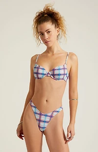 Third Charm Plaid Rae High Cut Cheeky Bikini Bottom