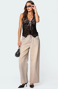 Edikted Esme Sheer Lace Halter Top