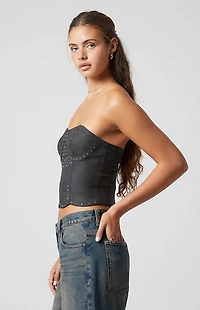 Third Charm Skye Faux Leather Studded Strapless Tube Top