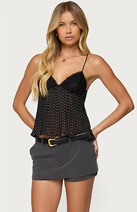 Edikted Rhian Lacey Pleated Babydoll Top