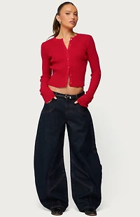 Edikted Double Pocket Low Rise Barrel Jeans