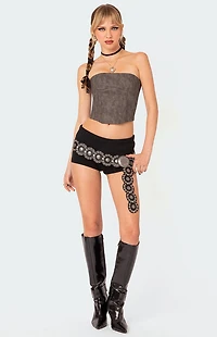 Edikted Christa Washed Faux Leather Corset