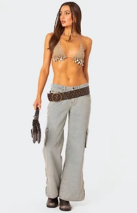 Edikted Aruba Beaded Crochet Bra Top