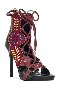 AZALEA WANG Women's Shainia Western Gladiator Stiletto Heels