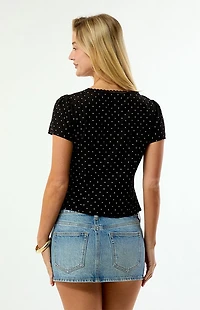 Beverly and Beck Claire Short Sleeve Button Front Top