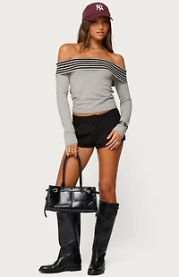 Edikted Leetal Stripey Foldover Knit Top