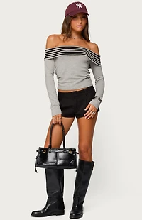 Edikted Leetal Stripey Foldover Knit Top