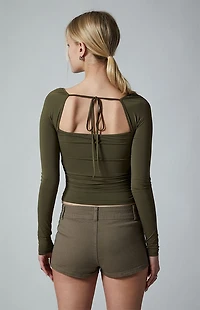 Third Charm Andrea Bead Center Long Sleeve Top