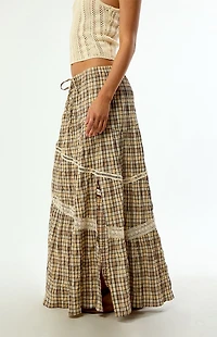 Daisy Street Clove Plaid Maxi Skirt