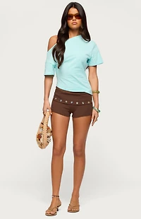 Edikted Mariee Asymmetric Off Shoulder Top