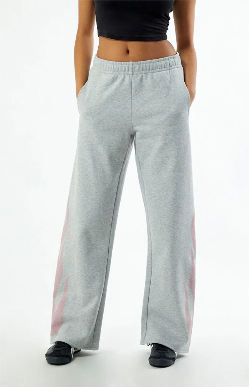 Pacsun Pink Flames Baggy Sweatpants