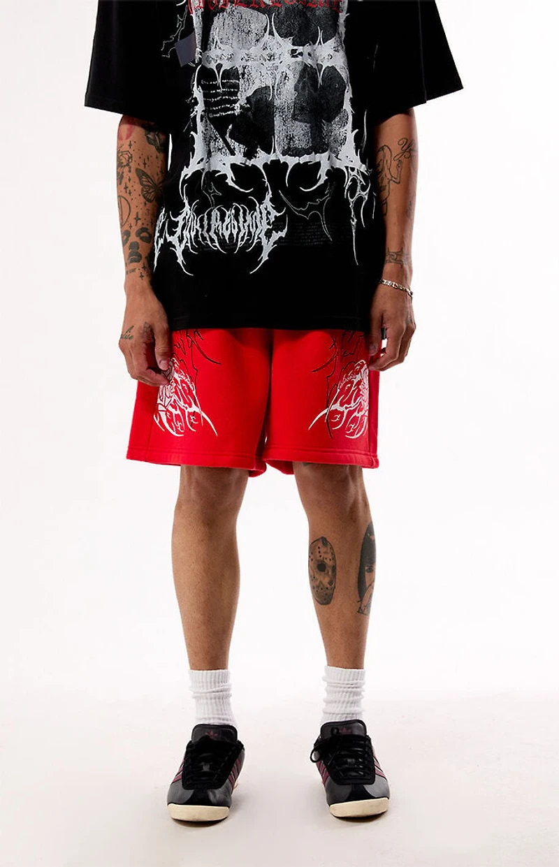 Civil Red Thorn Of The Stem Sweat Shorts