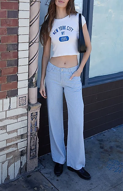 John Galt Striped Low Rise Baggy Pants