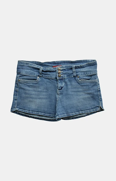 PS VINTAGE 2000s Y2K Low Rise Micro Medium Blue Jean Shorts