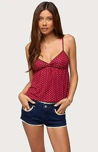 Edikted Belen Polka Dot Lacey Babydoll Top