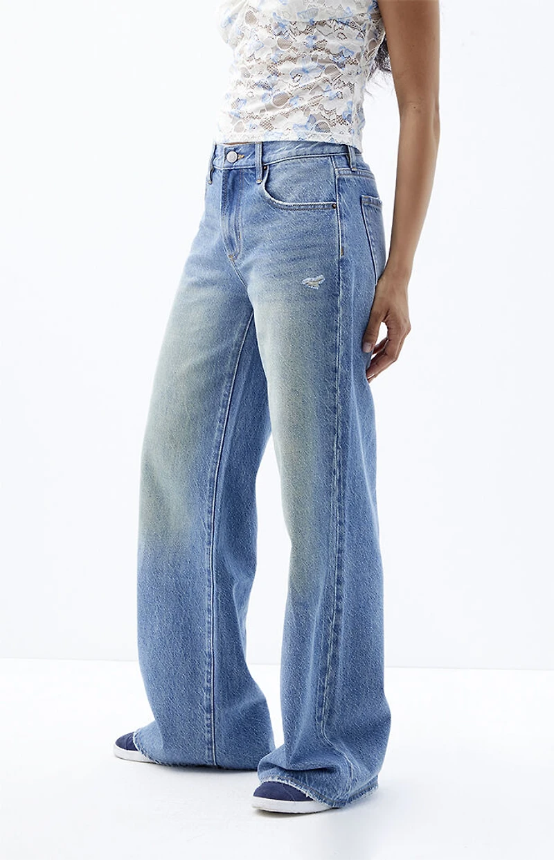 Pacsun Lena Low Rise Super Baggy Jeans Ripped Medium Indigo