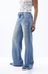 Pacsun Lena Low Rise Super Baggy Jeans Ripped Medium Indigo