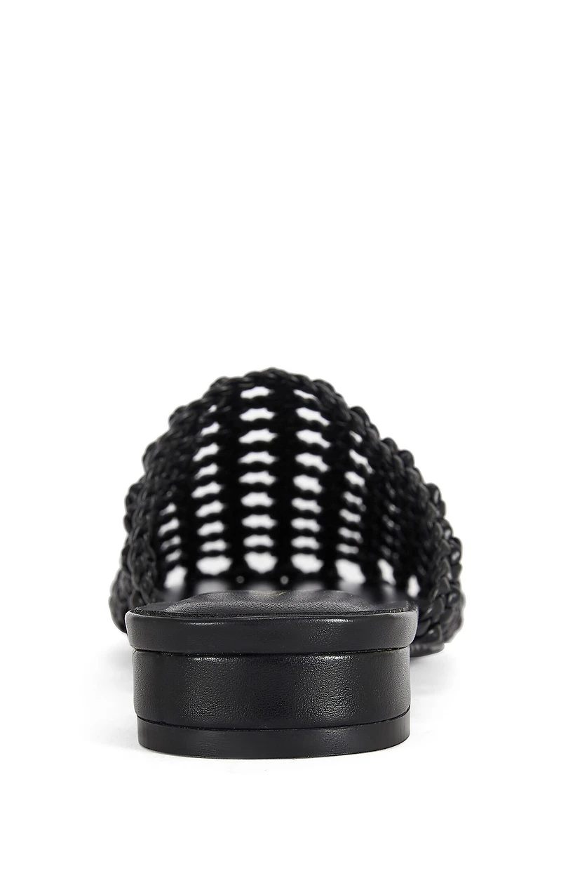 AZALEA WANG Women's Kismet Black Woven Flat Mules