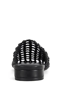 AZALEA WANG Women's Kismet Black Woven Flat Mules